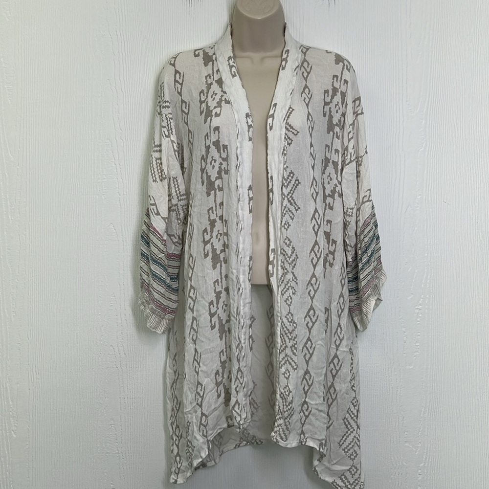Free People - One Print Boho Open Front Long Sleeve Kimono Jacket XS/Small - Picture 2 of 14